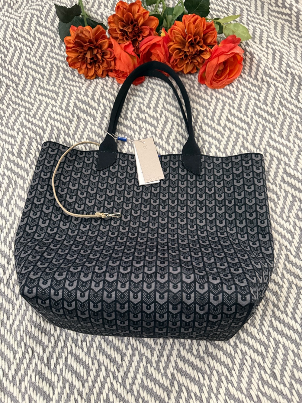 Rothy’s Designer-Inspired Black Patterned Tote Bag - Picture 2 of 3